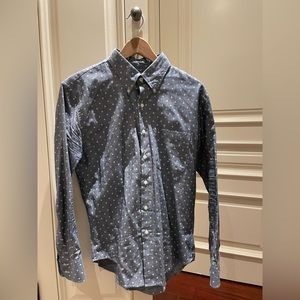 Naked & Famous Polka Dot Chambray Button Down Shirt. Size: M.